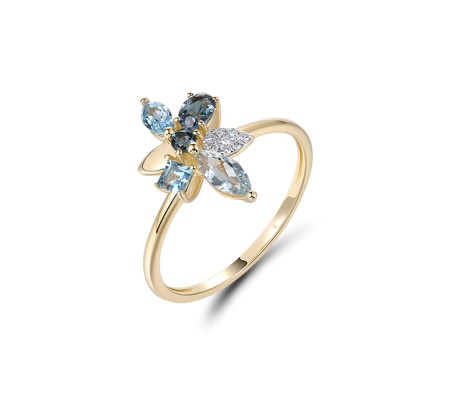 14KYW  Blue Topaz (Sky Blue),Blue Top Ring(R322143BKLT14KYW)
