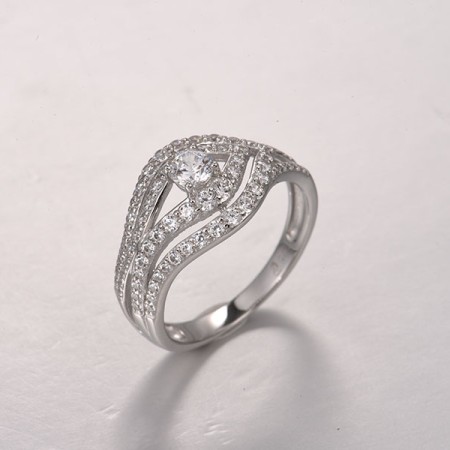 Sterling Silver Ring White Cubic Zirconia (R322178WCZSL925) - US 6