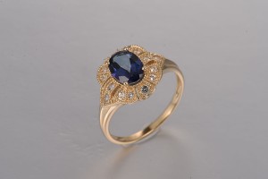 14KY  Mystic Blue Topaz ,White Topaz Ring(R322266MWT14KY)