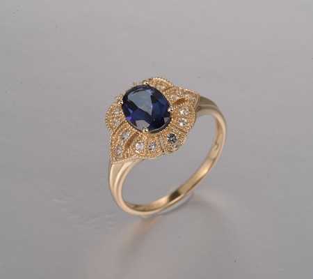 14KY  Mystic Blue Topaz ,White Topaz Ring(R322266MWT14KY)
