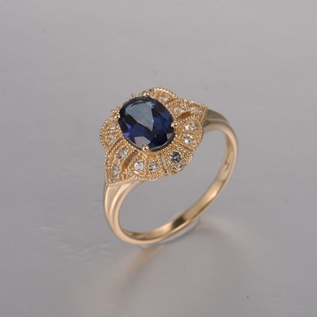 14KY  Mystic Blue Topaz ,White Topaz Ring(R322266MWT14KY)