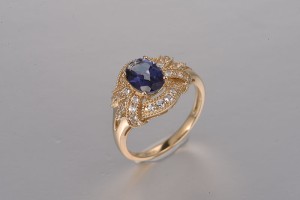 14KY  Mystic Blue Topaz ,White Topaz Ring(R322267MWT14KY)