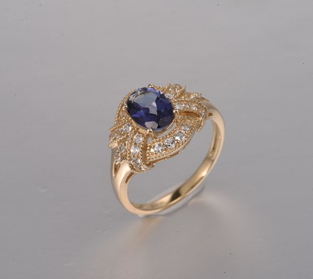 14KY  Mystic Blue Topaz ,White Topaz Ring(R322267MWT14KY)