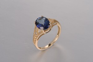 14KY  Mystic Blue Topaz ,White Topaz Ring(R322269MWT14KY)