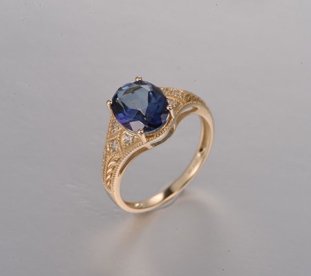 14KY  Mystic Blue Topaz ,White Topaz Ring(R322269MWT14KY)