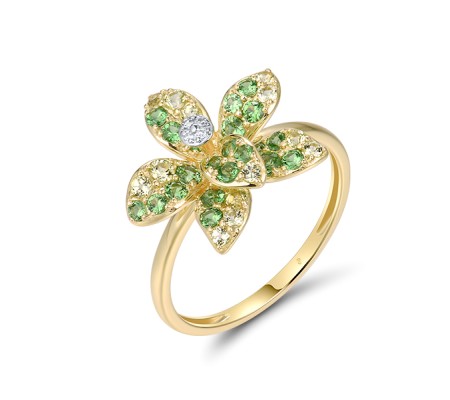 14KYW  Green Garnet,Peridot Ring(R322314GGP14KYW)