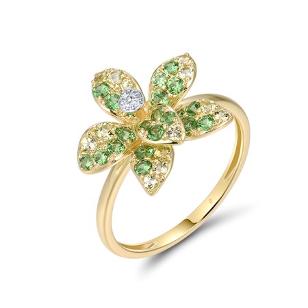14KYW  Green Garnet,Peridot Ring(R322314GGP14KYW)