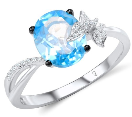 18KWB Ring Blue Topaz (Swiss Blue),Diamond (R600114BLT18KWB)