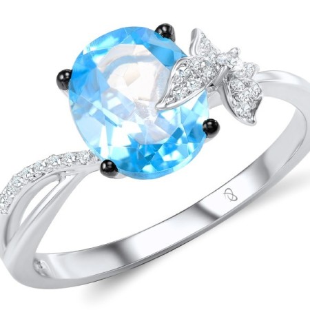 18KWB Ring Blue Topaz (Swiss Blue),Diamond (R600114BLT18KWB)