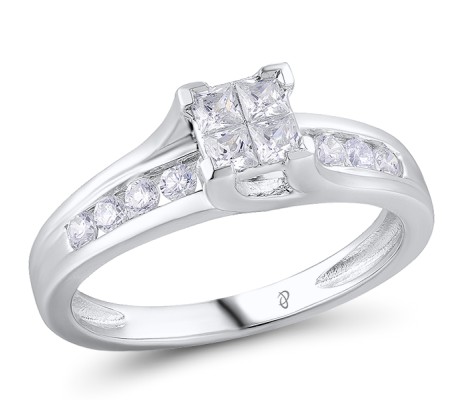 Sterling Silver Bridal Ring White Cubic Zirconia (S301062AWCZSL925) - US 5.5