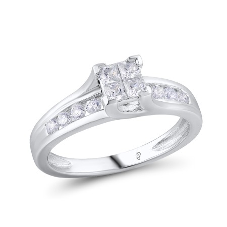 Sterling Silver Bridal Ring White Cubic Zirconia (S301062AWCZSL925) - US 5.5