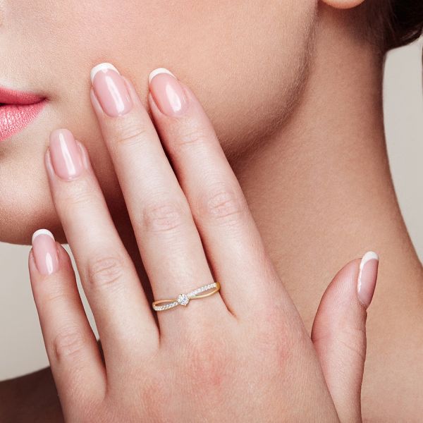 VISTOSO Gold Rings For Women Genuine 9K 375 Yellow Gold Ring Sparkling White CZ Promise Band