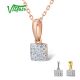 VISTOSO Gold Pendants For Women Authentic 14K 585 Rose White Yellow Gold Sparkling Diamond Simple Square Pendant Wedding Fine Jewelry