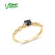 VISTOSO 14K 585 Yellow Gold Ring Sparkling Diamond Blue Sapphire Delicate Jewelry