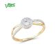VISTOSO Genuine 9K 375 Yellow Gold Ring For Women White CZ Promise Band Rings  Anniversary Fine Jewelry
